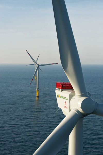 Aerogeneradores marinos en West of Duddon Sands