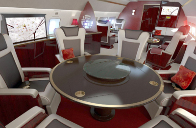 Circular table Phoenix cabin concept Airbus ACJ319