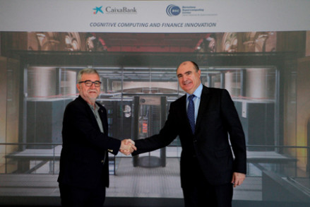 De izquierda a derecha, Mateo Valero, director del BSC, y Jordi Fontanals, director ejecutivo de CaixaBank