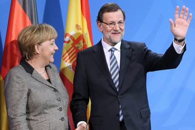 El presidente del Gobierno, Mariano Rajoy, y la canciller alemana, Angela Merkel