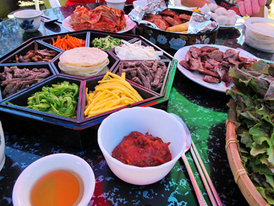 A delicious assortment of colorful Korean Food for the National Holiday of Chuseok- Gyeryong, South Korea. ** Note: Shallow depth of field